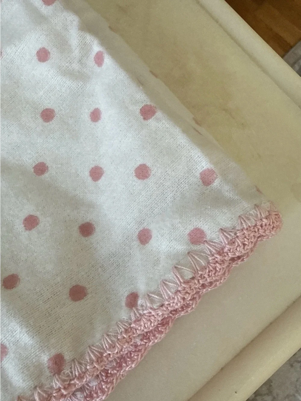 Soft White Baby Blanket with Pink & Green Floral Print 30 x 30 in